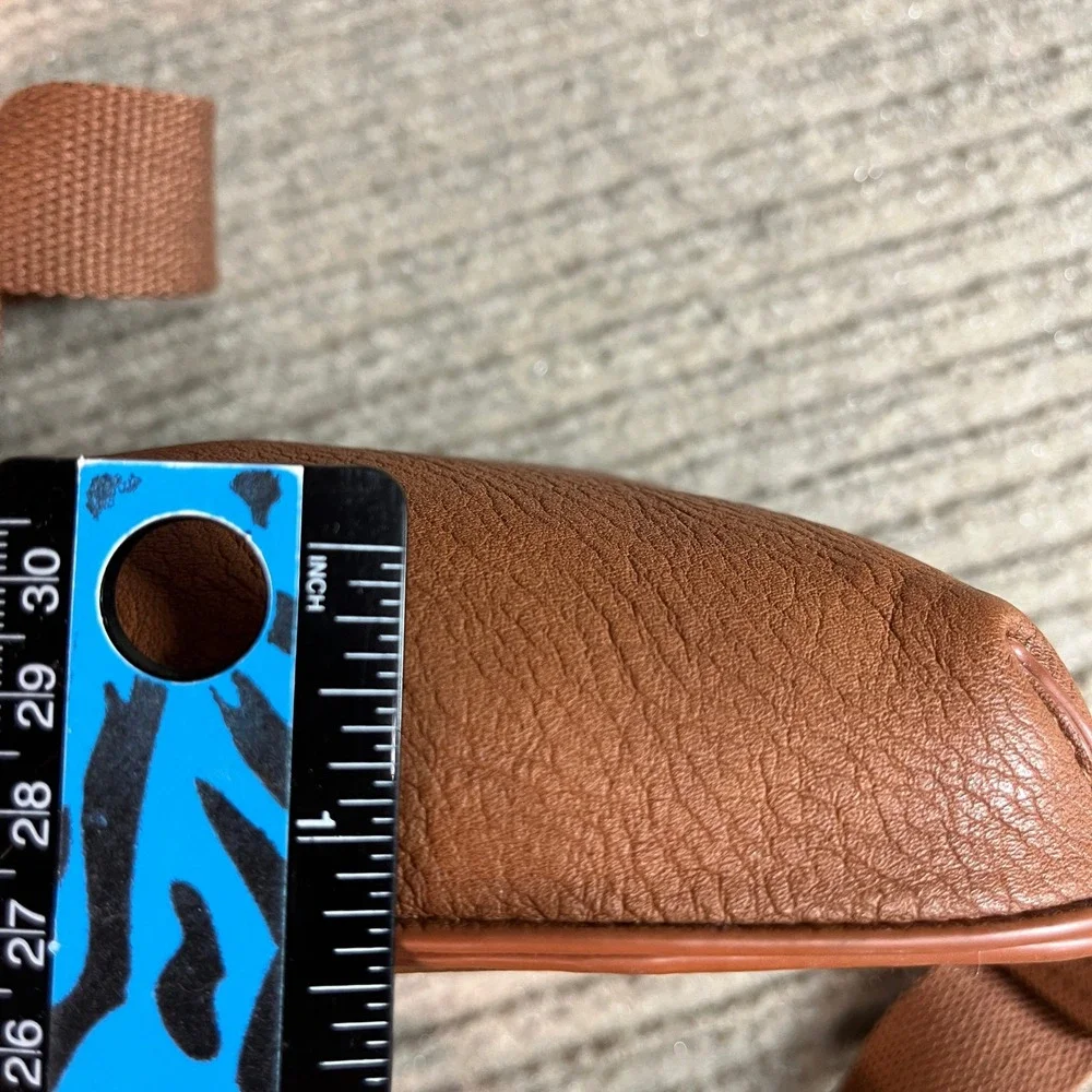 Cognac Brown Pebbled Vegan Leather Belt Bag Waist Pack with Dual Straps